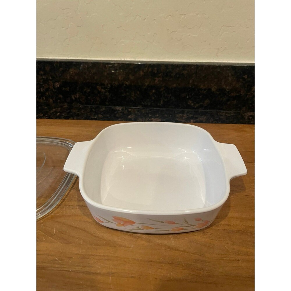 CORNING WARE Peach Floral 1 Liter Quart Casserole - Picture 5 of 8